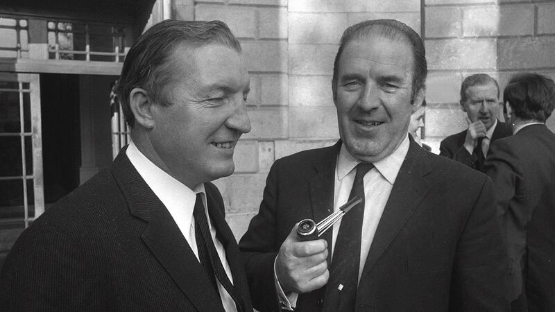 Then ministers Charles Haughey (left) and Neil Blaney were sacked over the arms crisis. File photograph: The Irish Times