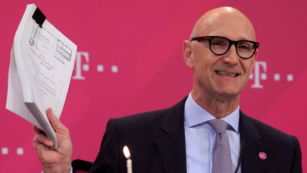 Deutche Telekom chief executive Timotheus Hoettges: ‘We have the chance to become number one in the United States, to overtake AT&T and Verizon.’ Photograph: Friedemann Vogel/EPA