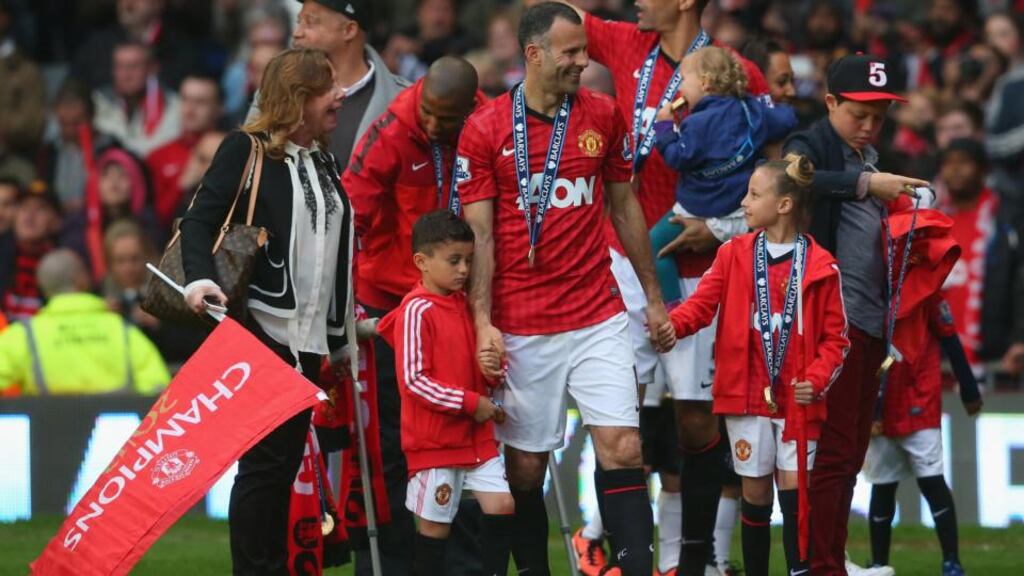 Ryan Giggs celebrates after the game