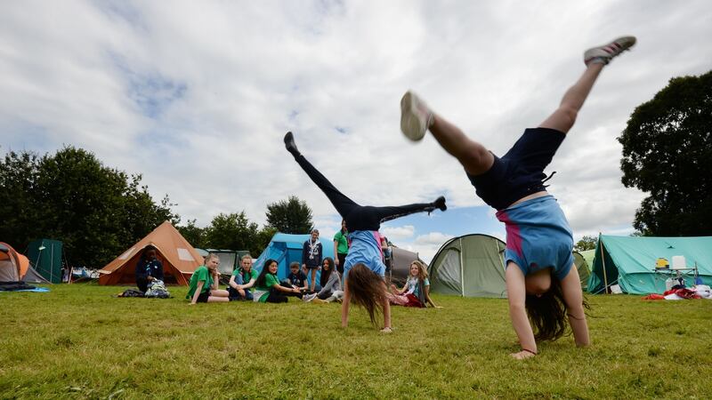 Anja Khan and Isabella Donohue from Bray, Co Wicklow, enjoying the activities. Photograph: Alan Betson