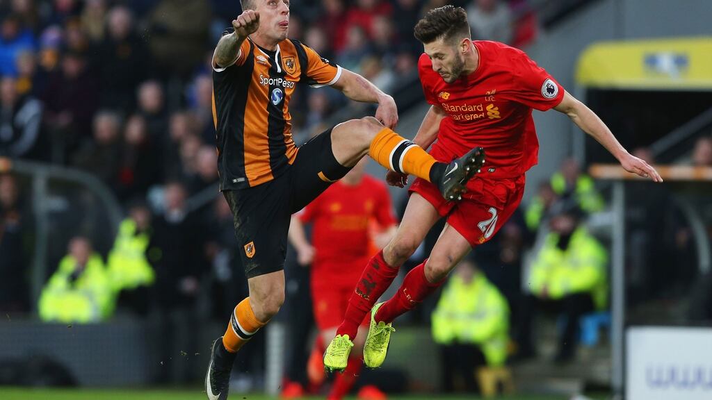 Adam Lallana in action for Liverpool during the costly defeat at Hull City. Photograph: Nigel Roddis/Getty Images