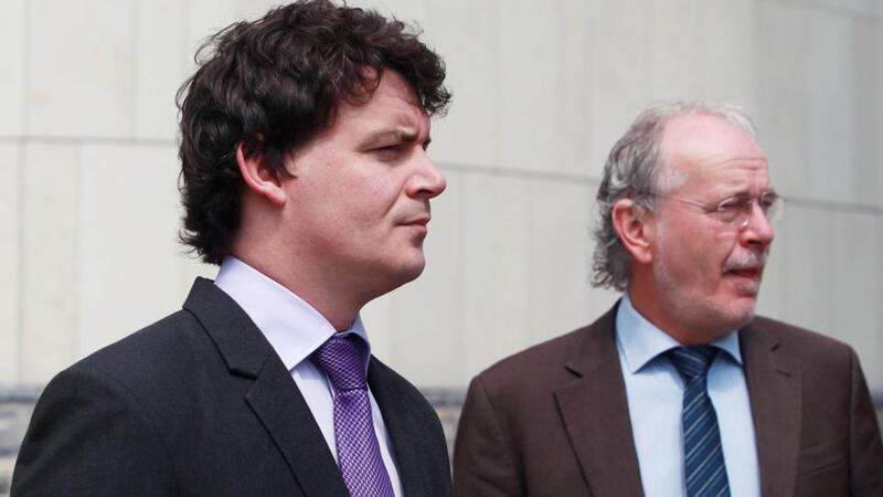 Eoin Ryan’s brother Daniel and father Don Ryan pictured leaving the Central Criminal Court this afternoon. Photograph: Collins Photos