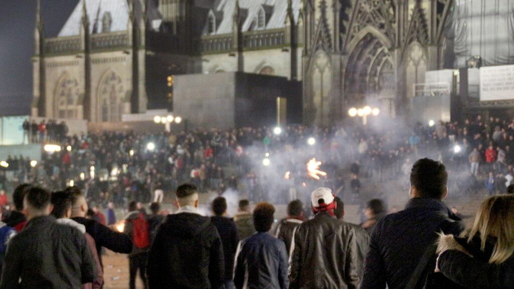 Crowds of people outside Cologne Main Station in Cologne, Germany, in December 2015: the mass attacks took place on New Year’s Eve near the train station. Photograph: Markus Boehm/EPA