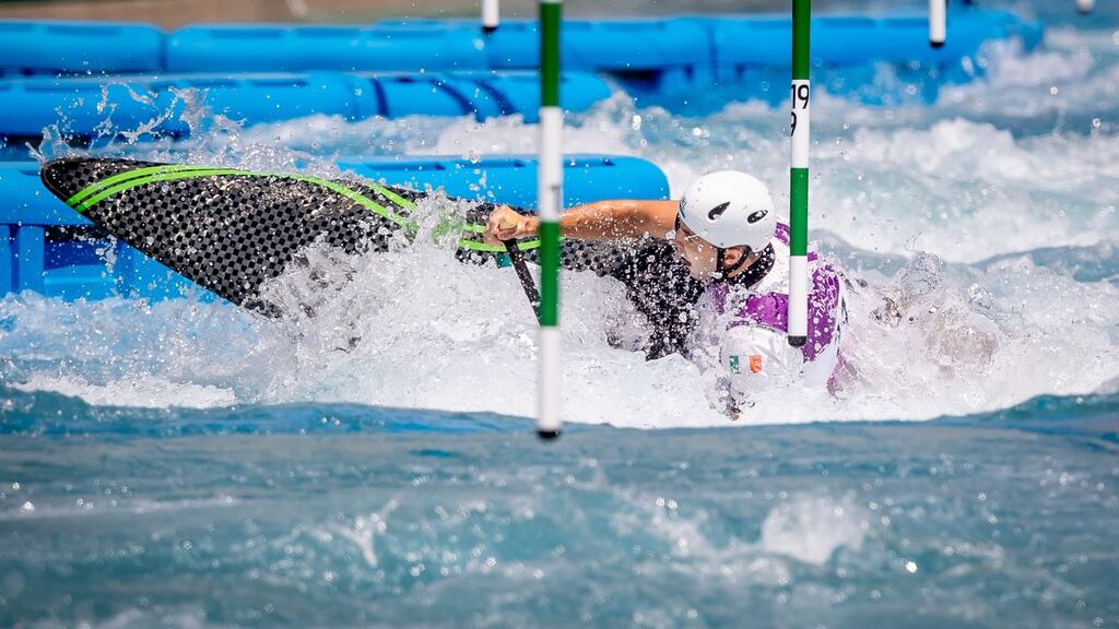 Ireland’s Liam Jegou competes in the men’s canoe slalom C1. Photo: Morgan Treacy/Inpho