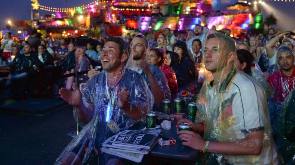 German fans at a public viewing in Berlin. Photograph: EPA/Britta Pedersen