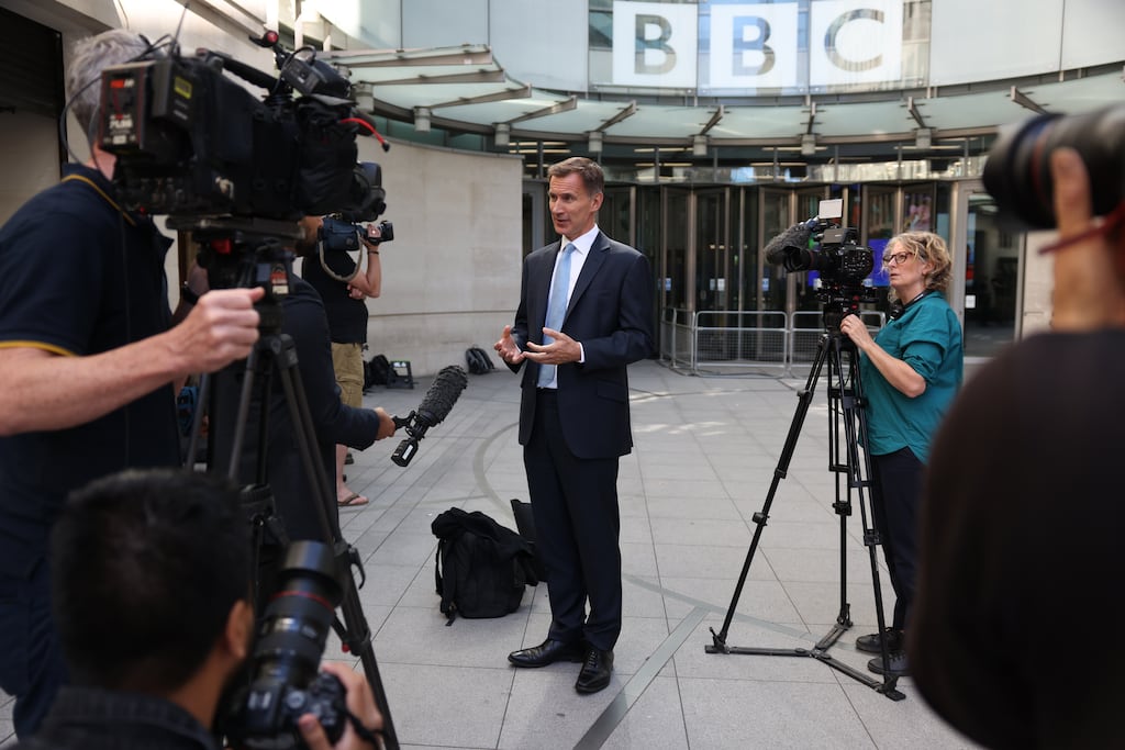 Former British health secretary Jeremy Hunt: “I think we have to be very clear with the EU that no British prime minister could allow a situation where we don’t have an internal market, where businesses from England can export freely to businesses in Northern Ireland.” Photograph: Hollie Adams/Getty