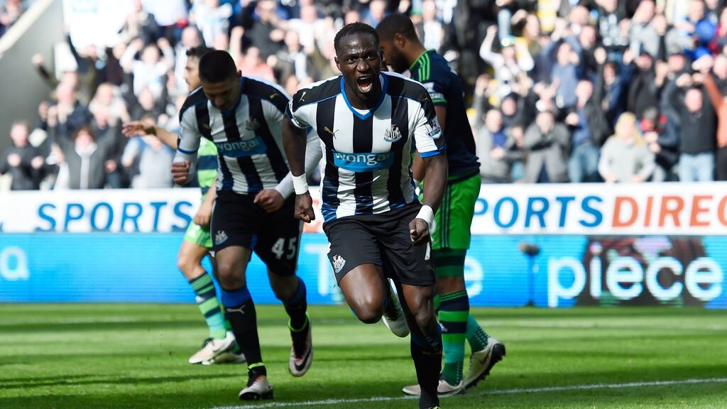 Moussa Sissoko scored Newcastle’s second in their vital win over Swansea City. Photograph: Getty