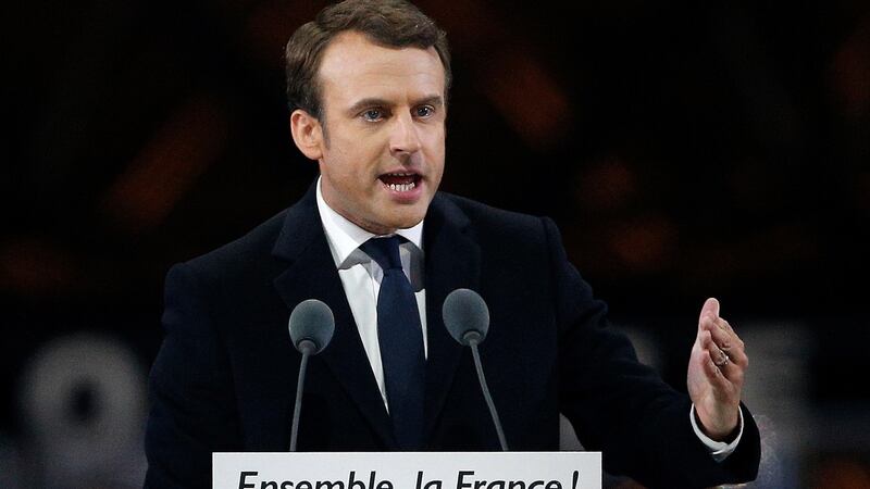 French President-elect Emmanuel Macron gestures as he speaks during a victory celebration outside the Louvre museum in Paris, France, Sunday, May 7, 2017. Speaking to thousands of supporters from the Louvre Museum’s courtyard, Macron said that France is facing an “immense task” to rebuild European unity, fix the economy and ensure security against extremist threats. (Photograph: Thibault Camus/AP)