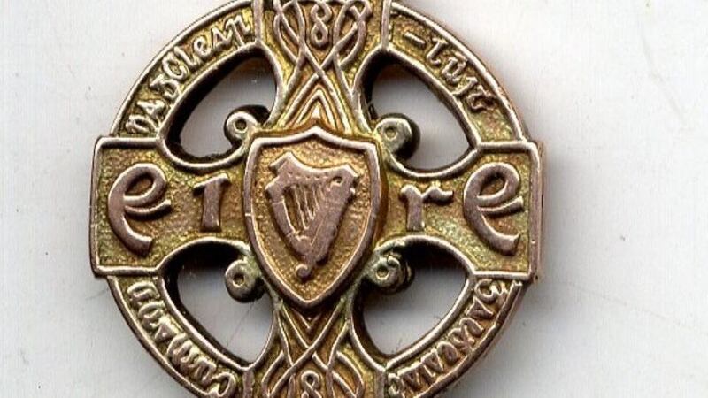 The front of a medal awarded to one of the Clare team who won the All-Ireland hurling final in 1914