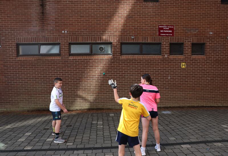 Young players practise outside