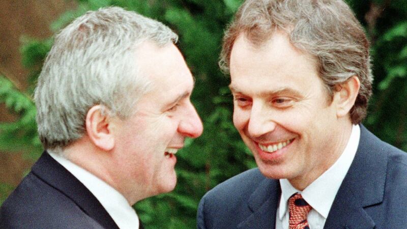 The determination of Bertie Ahern and Tony Blair, allied to the patience of Senator George Mitchell, pulled enough people over the line to make the Belfast Agreement possible 20 years ago. Photograph: Crispin Rodwell/Reuters
