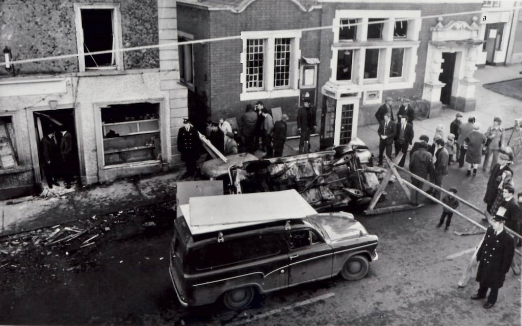 The scene of the aftermath of the Belturbet bombing that killed two teenagers in 1972. Photograph: Garda Press Office