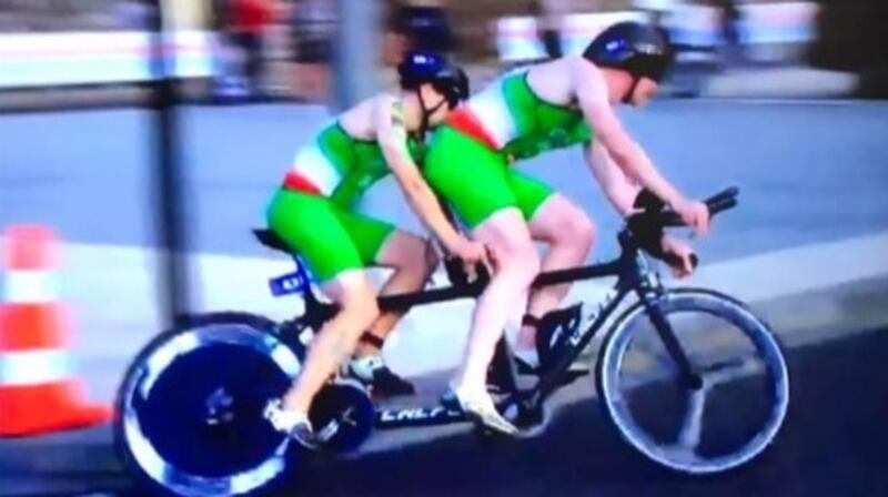 Donnacha McCarthy and Bryan McCrystal in Tokyo at a test event for the Paralympics in 2019.