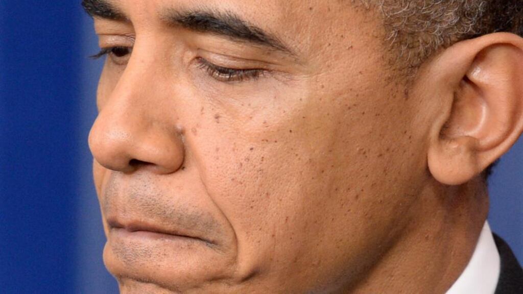 US president Barack Obama speaks during a news conference, at the White House in Washington DC yesterday. Photograph: Michael Reynolds/EPA.