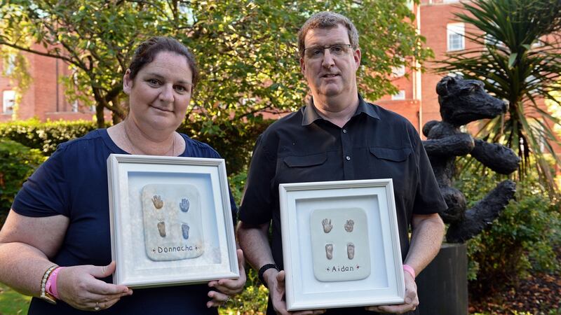 Ellie Curran and Shane Ó Foghlú who set up   Aidan and Donnacha’s Wings in memory of their two baby sons.  Photograph: Eric Luke / The Irish Times
