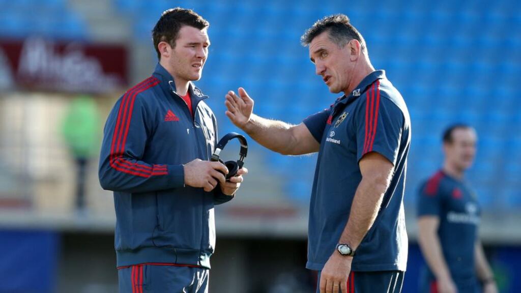 Munster head coach Rob Penney (right) has admitted Munster have budgetary constraints to consider when sourcing a replacement for Casey Laulala..