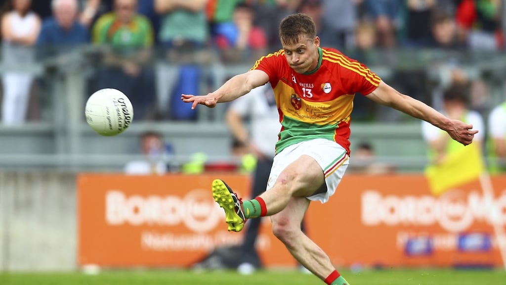File photo of Carlow’s Paul Broderick who kicked 10 points in their win over Sligo. Photo: Ken Sutton/Inpho