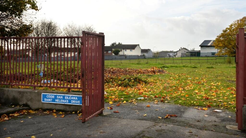 The proposed site for 40 modular homes in St Helena’s Drive, Finglas, Dublin for families who are homeless. Photograph: Dara Mac Dónaill/The Irish Times