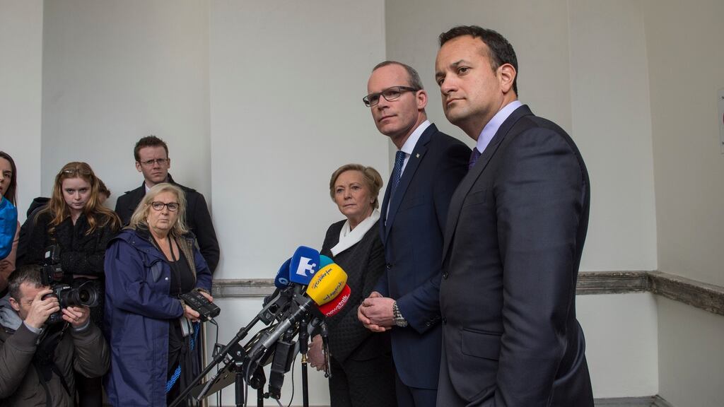 Fine Gael’s Frances Fitzgerald, Simon Coveney and Leo Varadkar: party leadership contests are personality contests rather than competitions about policy. Photograph: Brenda Fitzsimons