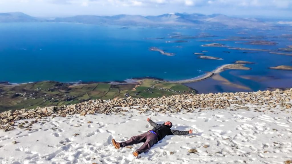 Croagh Patrick: walkers who get clear weather can have spectacular views over Clew Bay. Photograph: Moment/Getty