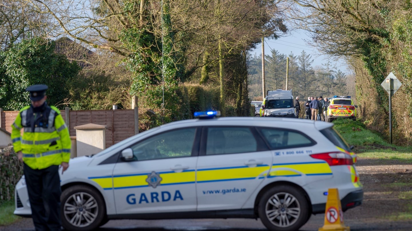 Gardaí pictured at Killacluig, Co Cork, where the bodies of two brothers and a third man were found. Photograph: Daragh Mc Sweeney/Provision