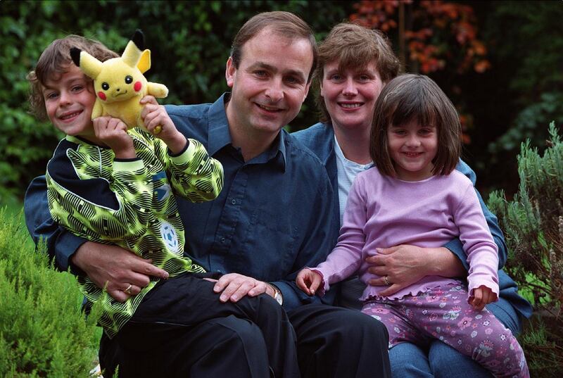 Micheál Martin at home with his wife Mary and children Micheál Aodh and Aoibhe, June 24th, 2000. Photograph: Alan Betson