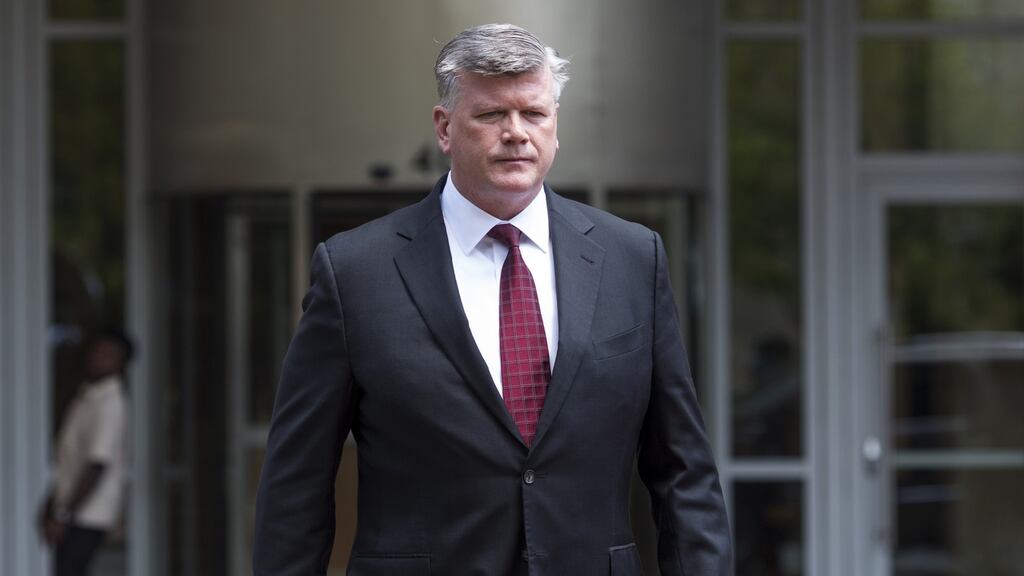 Kevin Downing, lead lawyer for former Trump campaign manager Paul Manafort, leaves the courtroom in Alexandria, Virginia, on Wednesday, where Mr Manafort is on trial. Photograph: Zach Gibson/Bloomberg