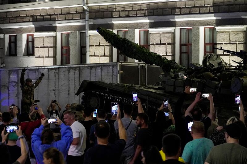 Members of Wagner group prepare to return to their base in Rostov-on-Don. Photograph: AFP via Getty Images