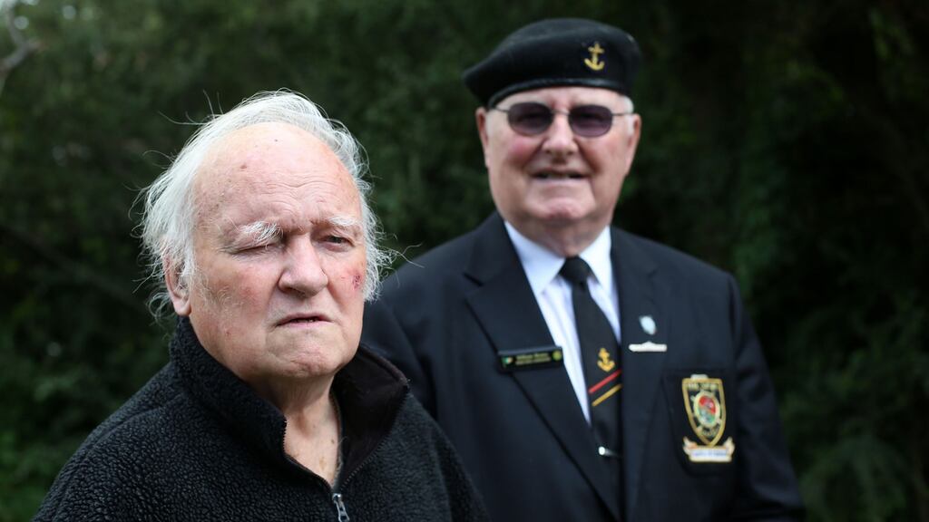 Irish naval veterans Pat O Mathuna (left) and William Mynes who fought a fire saving 80 lives on the Le Cliona in 1962 in Dublin are finally to be honoured. File photograph: Niall Carson/PA