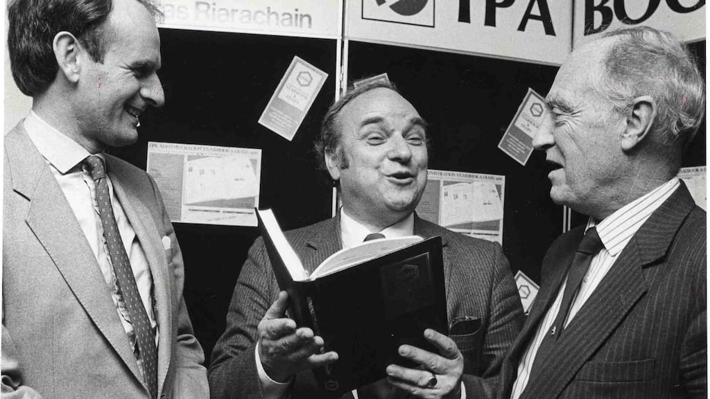 Jim O’Donnell (centre), head of publishing at the Institute of Public Administration with Prof John Bristow (left), chairman of the IPA and Mr Colm O’Nuallain, director, IPA. Photograph: Peter Thursfield