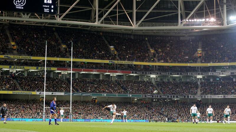 Jonathan Sexton kicks the opening penalty against South Africa last November.