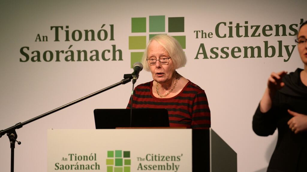 Justice Mary Laffoy, chair of the Citizens’ Assembly discussing the Eighth Amendment, in Malahide, Co Dublin, last November. Photograph: Dara Mac Dónaill