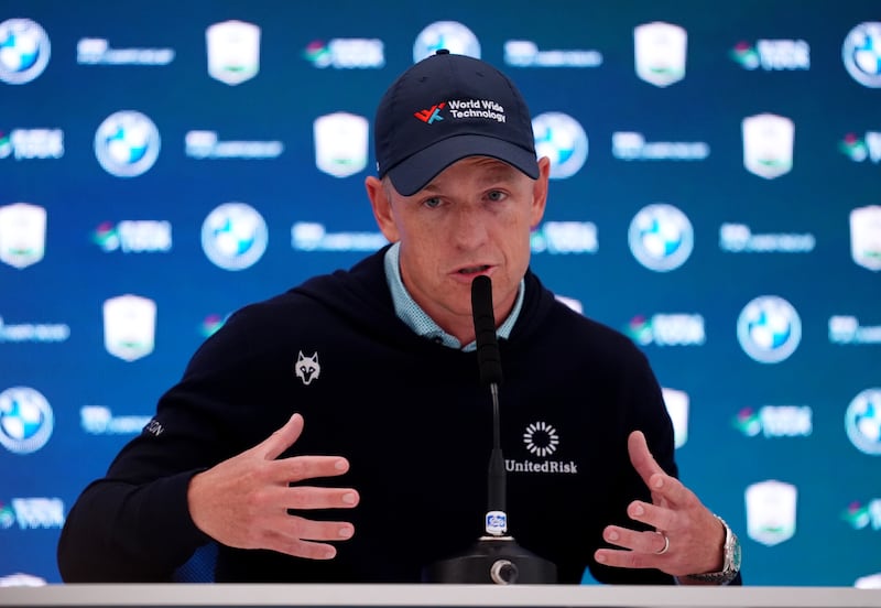 Team Europe captain Luke Donaldson during a press conference ahead of the 2025 BMW PGA Championship. Photograph: Adam Davy/PA