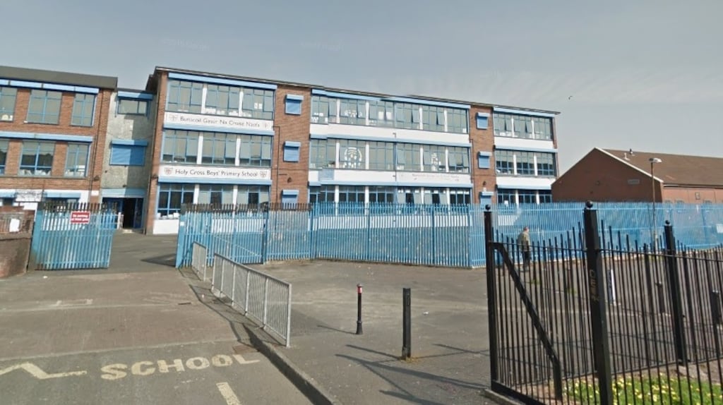 Some 300 children had to leave Holy Cross Boys Primary School in north Belfast on Monday after the discovery of suspicious item in a sewer on the grounds. Photograph: Google Maps