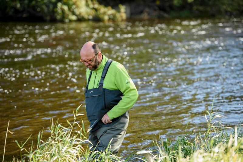 Angler John Ruby on the Blackwater river. Photograph: Daragh Mc Sweeney/Provision