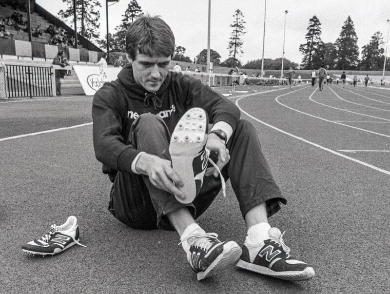 Ray Flynn saw the team home as Ireland set a world record for the 4xmile relay. Photograph: Billy Stickland/Inpho