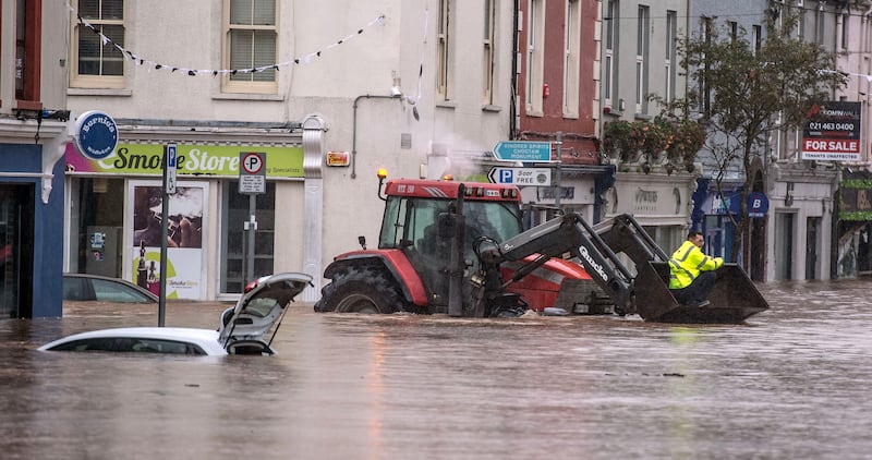 Flooding on Main Street., Midleton, Co Cork, after the Owenacurra river burst its banks. Photograph: Michael MacSweeney/Provision