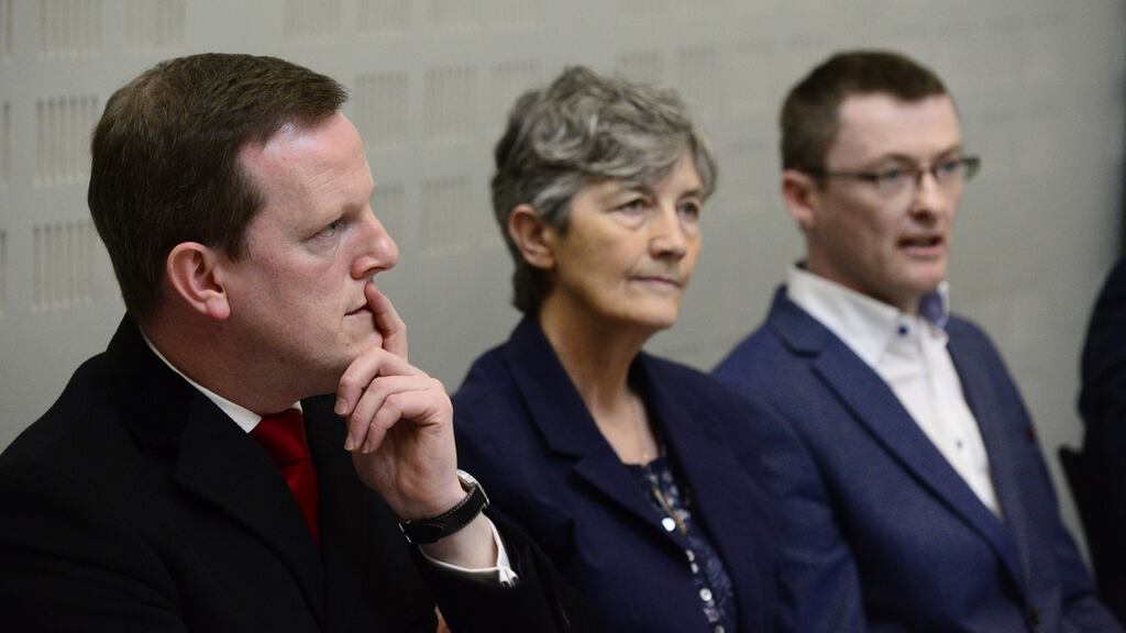 Robust questioning: Members of Dáil Public Accounts committee, Alan Farrell,  Catherine Connolly and David Cullinane. Photograph: Cyril Byrne