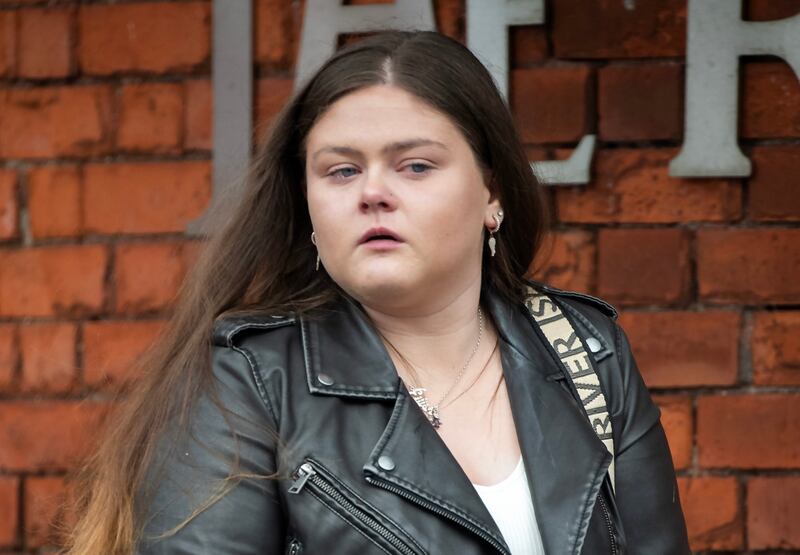 Lifeguard ÉIilish McGloin leaving Dublin District Coroner's Court after giving evidence at the inquest into the death of Bradley Lulendo. Photograph: Colin Keegan/Collins