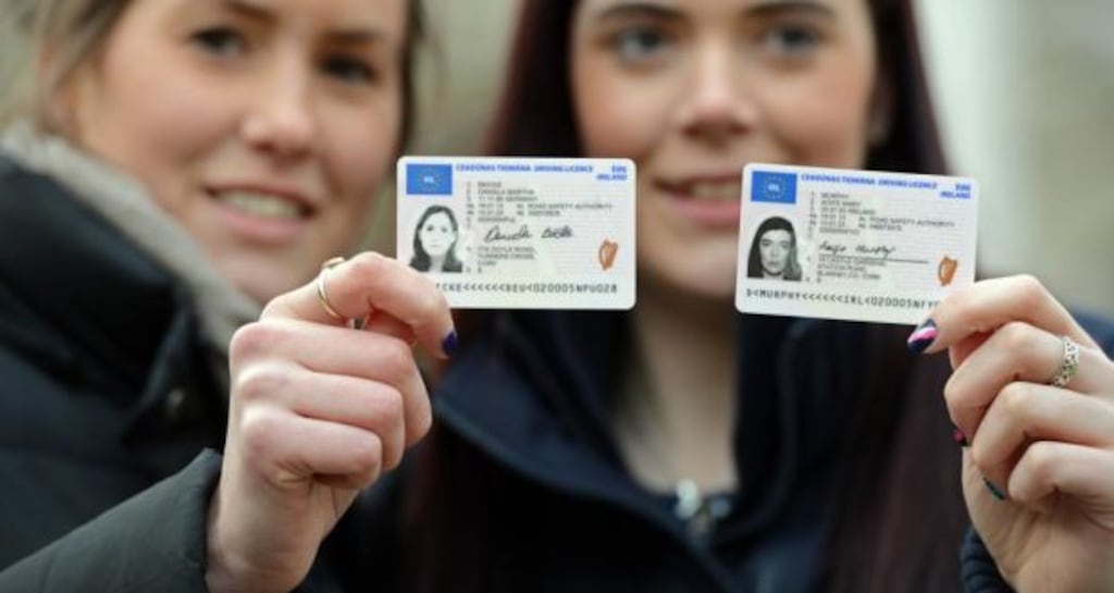 Daniela Reicke (left) Cork, and Aoife Murphy, Blarney, Co. Cork at the launch of the new credit-card sized driving licenses at Government Buildings. Photograph: Eric Luke/The Irish Times.