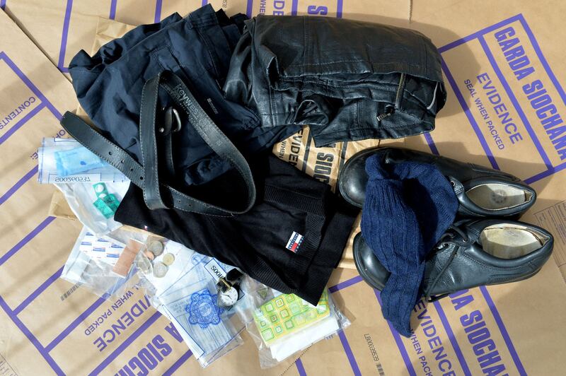 Clothing and the contents of Peter Bergmann’s pockets, still held as evidence by the Garda in Sligo. Photograph: Alan Betson
