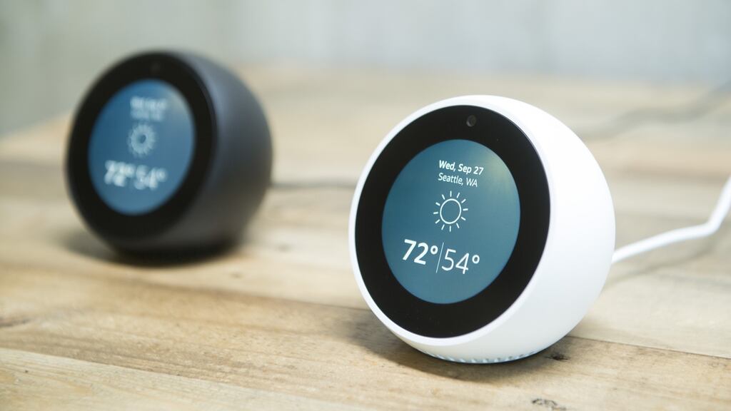 The new Amazon Echo Spot. The amount of data it – and its Google counterpart - collects on users should give you pause for thought. Photograph: Daniel Berman/Bloomberg