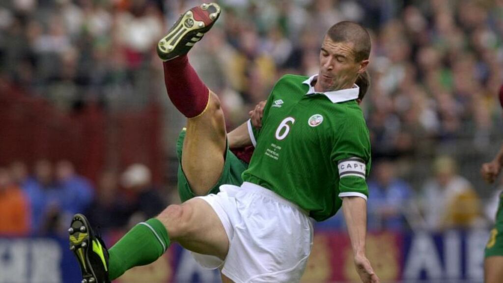 Irelad captain Roy Keane in action against Portugal at Lansdowne Road. , Photograph: Dara Mac Dónaill.The Irish times.