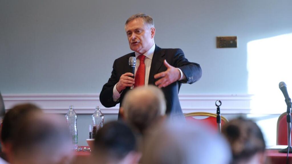 Minister for Public Expenditure and Reform Brendan Howlin addresses a workshop at the Labour Party conference in Enfield on Saturday. Photograph: Alan Betson