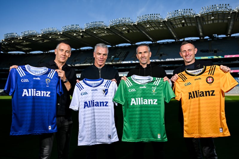 Munster selector Paul Shankey, Connacht manager Pádraic Joyce, Leinster manager Dessie Dolan and Ulster manager Kieran Donnelly at the Croke Park media briefing ahead of Allianz Interprovincial series. Photograph: David Fitzgerald/Sportsfile