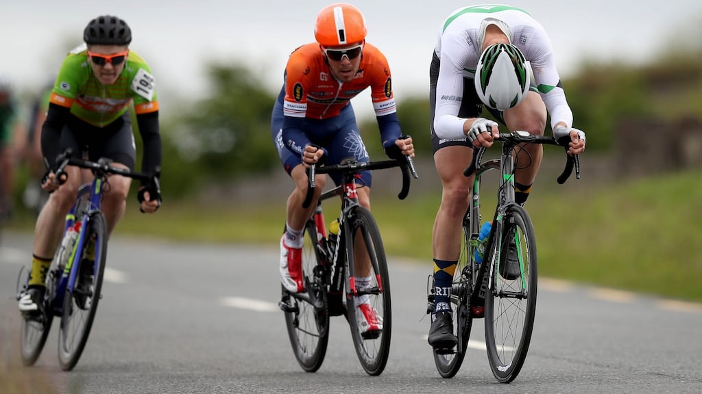 Delta Racing’s Jan Willem Van Schip on his way to winning the second stage of The Ras. Photograph: Inpho