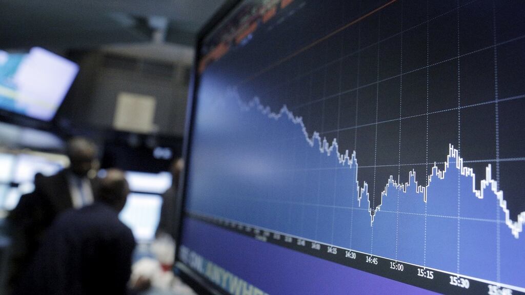 A screen displays a chart on the floor of the New York Stock Exchange yesterday. Photo: Reuters