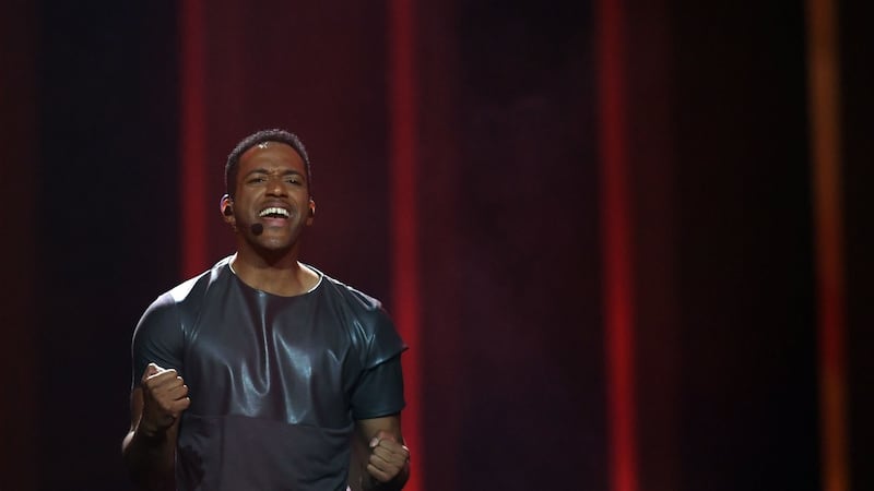 Austria’s singer, songwriter, and model Cesar Sampson performs ‘Nobody but you’ during the final of the Eurovision Song Contest 2018. Photograph: AFP Photo / Francisco Leong