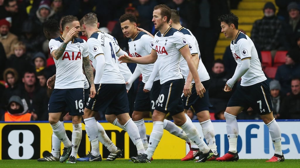 Dele Alli and Harry Kane scored twice each as Spurs routed Watford at Vicarage Road. Photograph: Getty/Alex Morton