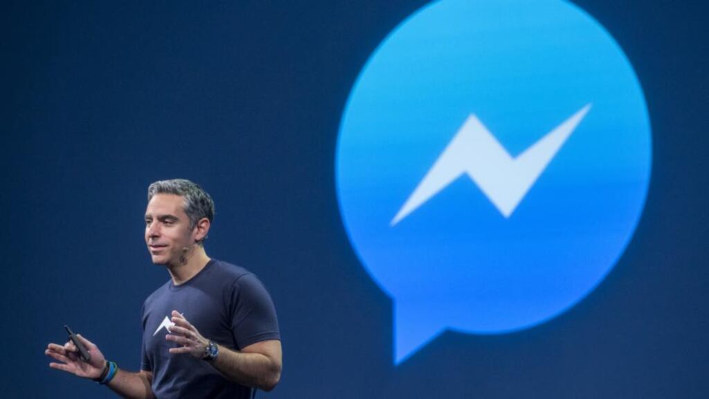 David Marcus, vice president of messaging products at Facebook, speaks during the Facebook F8 Developers Conference in San Francisco, earlier this year. Photograpr: David Paul Morris/Bloomberg